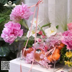 Giỏ Trái Cây Hoa Hồng Hồng
