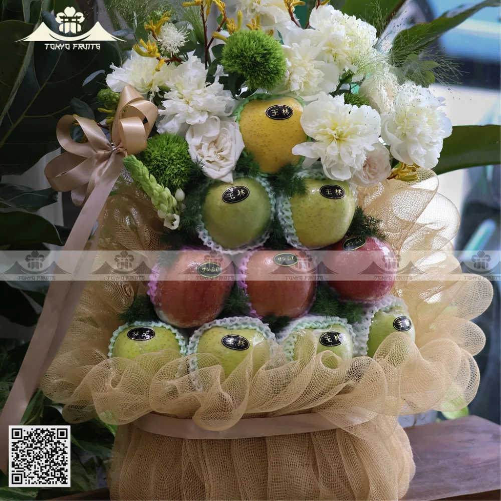 Giỏ Trái Cây Hoa Trắng Thanh Lịch