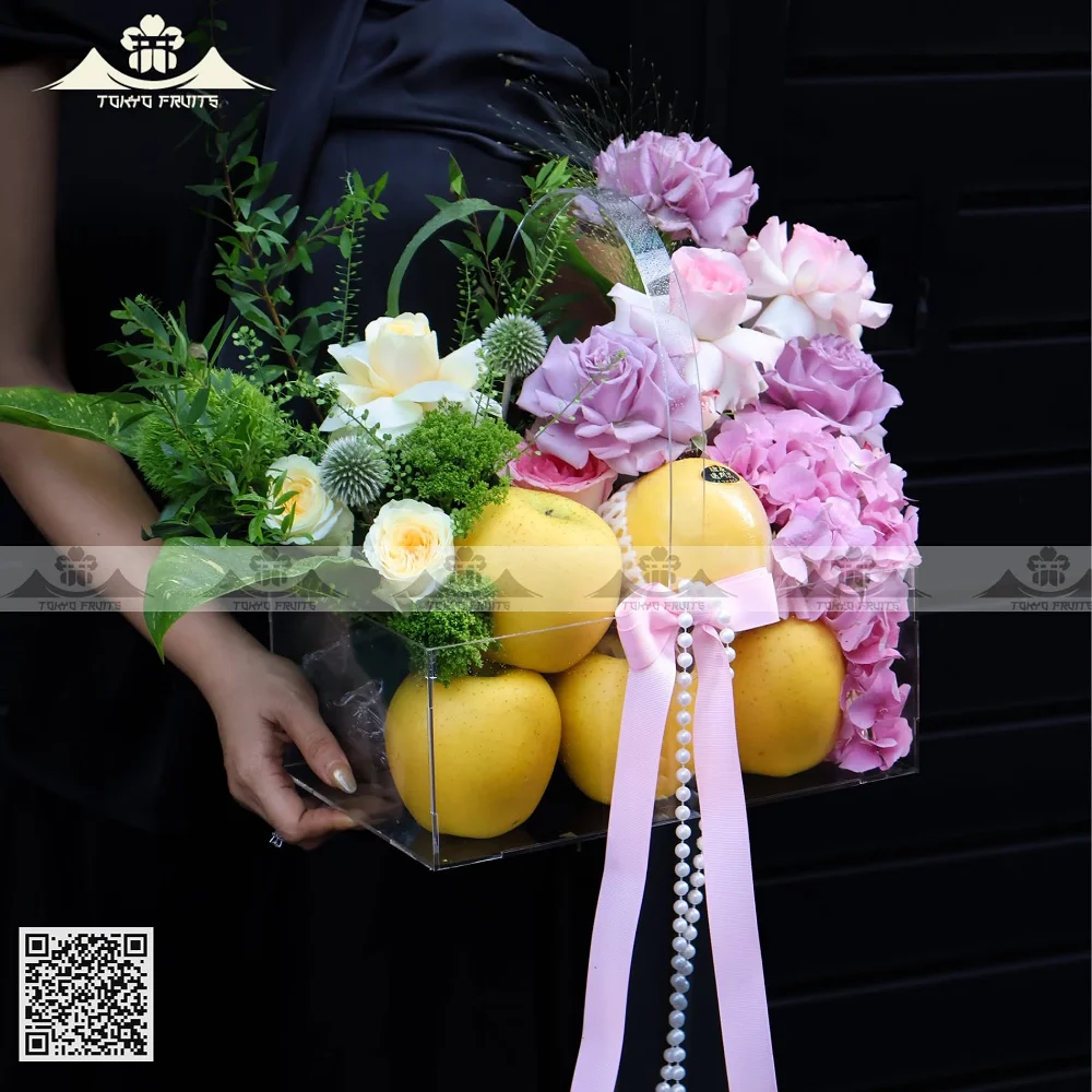 Giỏ Trái Cây Hoa Hồng Pastel